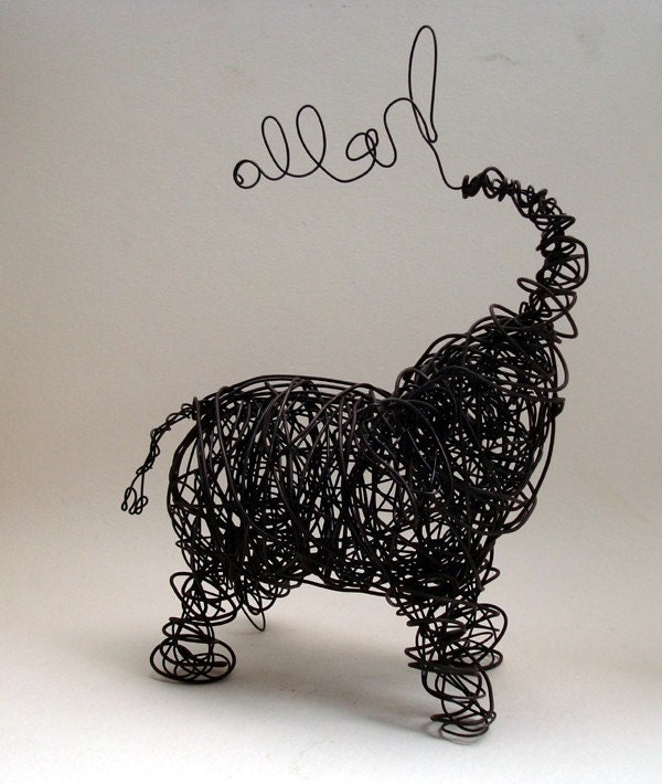 Hello Baby Elephant - Wire Animal Sculpture