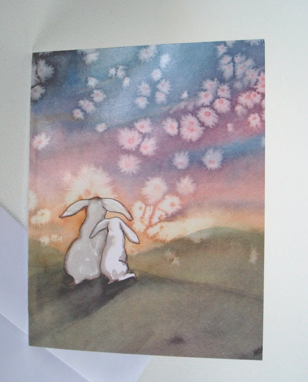 Fairy Lights - Single Blank Rabbit Greeting Card - Last One