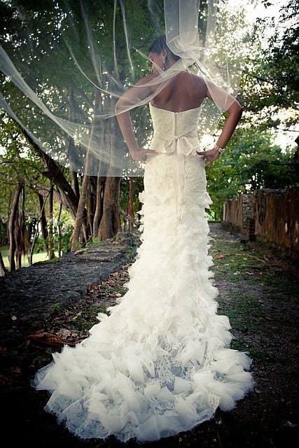 Swarovski Crystal Rhinestone 110" Long Cascading Veil