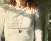 agate horn necklace, tooth pendant, unisex, extra long