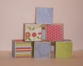 Alphabet Wooden Blocks set of 13 Summer Fun Stripes Dots