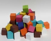 Wooden Soy Painted Blocks set of 50 w/ storage bag 1.5 inch