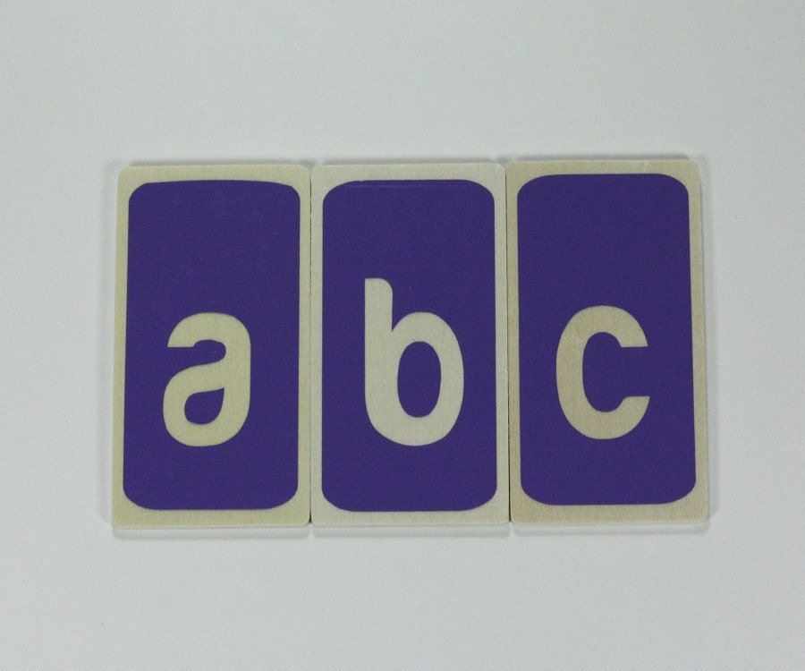 Wood Alphabet Flashcards Lavender Set of 26 lower Case Letters