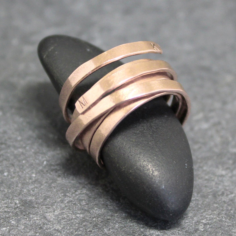 Items similar to WRAP AROUND Ring, 14K gold filled, Initials,Custom text,Personalized,Free style