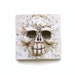 Square Skull Bone Day of the Dead Art Face Cab Rockabilly Spooky White Cream Faux Bone Creepy Halloween Skeleton 2474 polymer clay