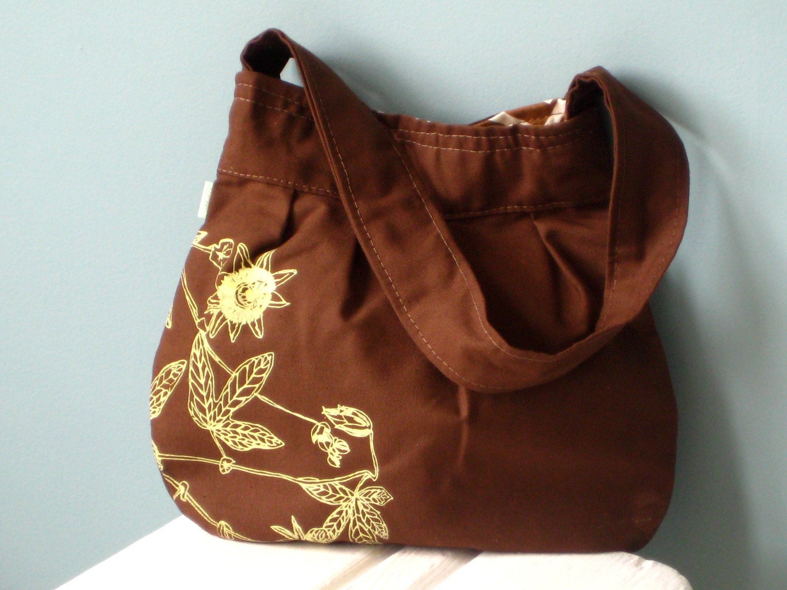 Brown Natalie Bag with Late Blooms Print