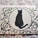 Hand Drawn Black Ivory Floral Art Nouveau Art Deco Black Cat Gothic Victorian Noir Steampunk Mourning Wiccan Midnight original artwork
