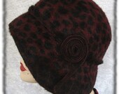 Cloche Hat Flapper Hat Bordeaux Leopard Cloche