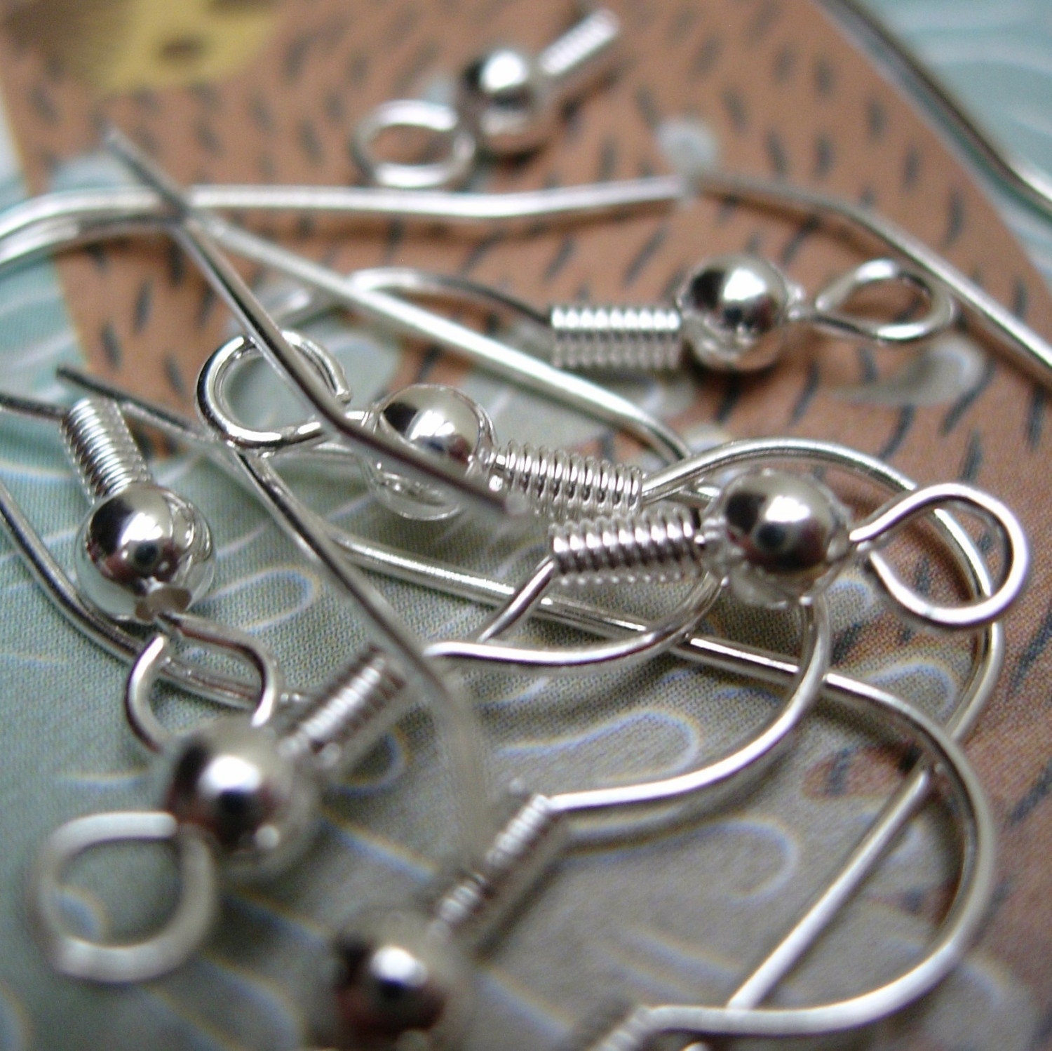20 (10 pairs) Silver Plated Long Ball Wire Earring