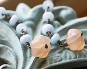 aquamarine earrings, sterling silver blue peach pastel jewelry dangle