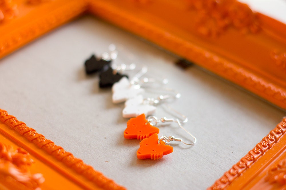 Fox Earrings Laser Cut Plastic Black wildlife animal creature