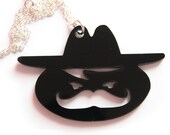 SALE Cowboy necklace black plastic perspex laser cut western