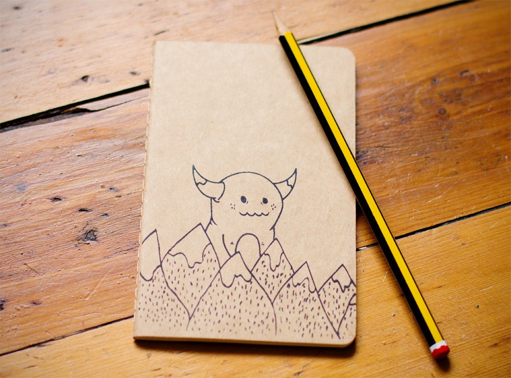 Mountain Monster Notebook Screen Printed Pocket Moleskine Cahier