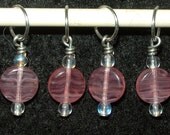 Pink coin beads with white druks - set of four