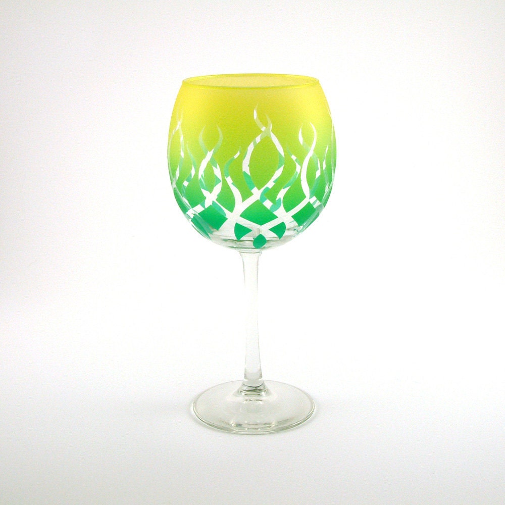 Wine Glasses - Strands - Set of 4 - Custom Painted Glassware