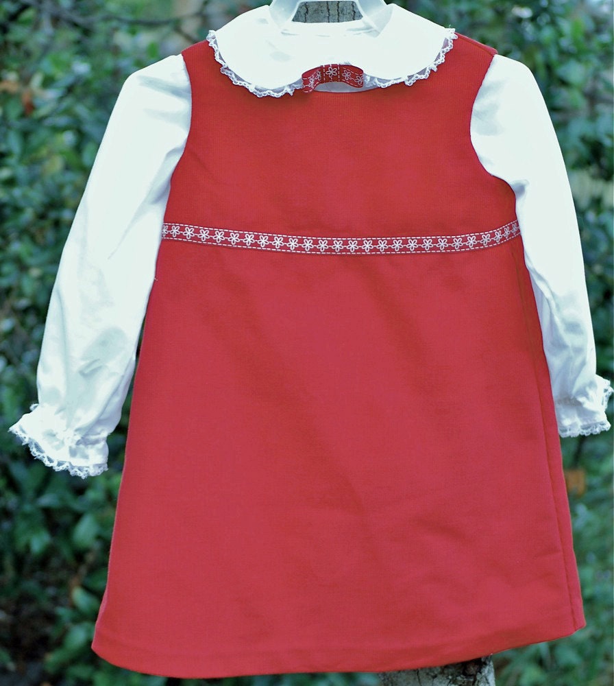 Girl, size 2/3, Jumper set, red and white.