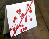 RED BERRIES - Set of 12 letterpress folded cards