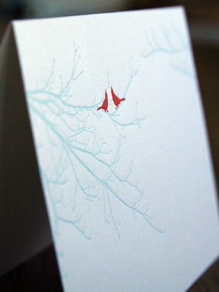 Red Birds Letterpress Stationery - set of 6 folded cards