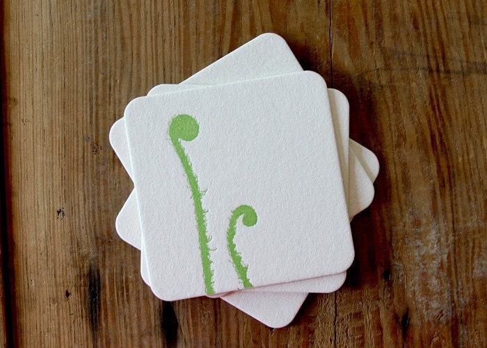 Fiddlehead Fern: letterpress coasters (4ct)