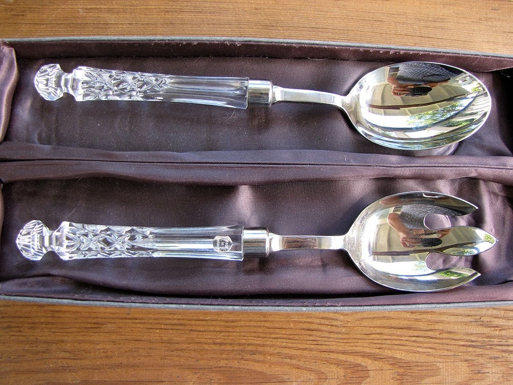 Vintage Waterford Crystal Salad Server Set Boxed by RedHenStudios