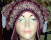 Sale One of a Kind Crochet Hat with Earflaps and Corkscrews Freeform Freestyle free shipping in USA