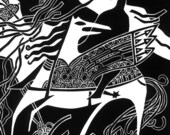 THE PALE HORSE Apocalypse linocut