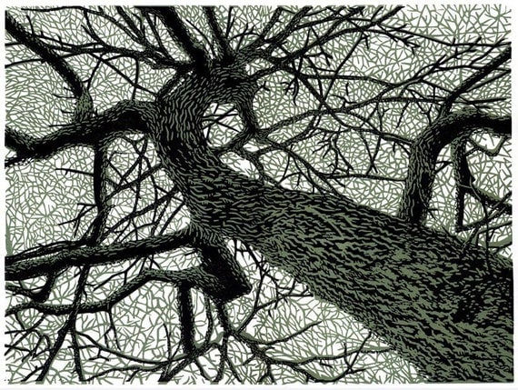 Winter Branches linocut
