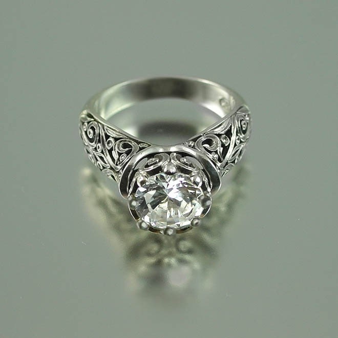 The ENCHANTED PRINCESS White Sapphire 14K gold engagement ring