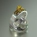 Sun and Moon ECLIPSE Engagement Ring and Wedding Band Set in 18K gold and silver