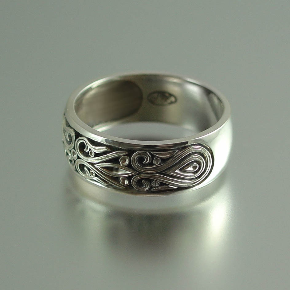 The PRINCE CHARMING 14K white gold mens wedding band