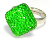 Sparkling Green Gem Ring on adjustable silver ring band