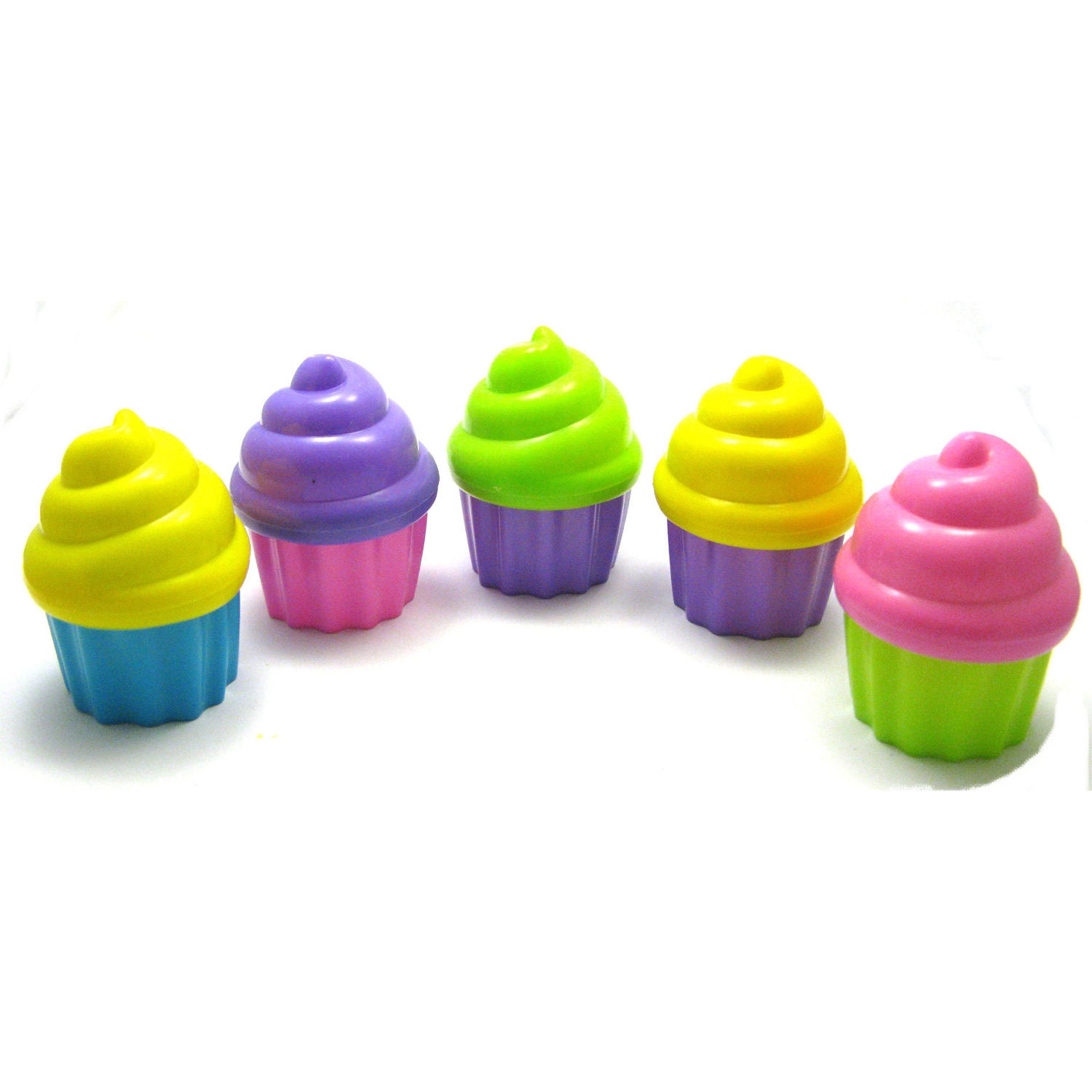 5 Cupcake Boxes for treats or trinkets, plastic