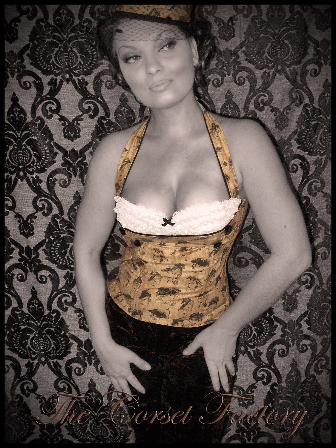 Rockabilly, Pinup 1940's Vintage Hat Corset