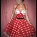 Rockabilly, Pinup, Goth ,Cherry Skull red 50's Polka Dot dress