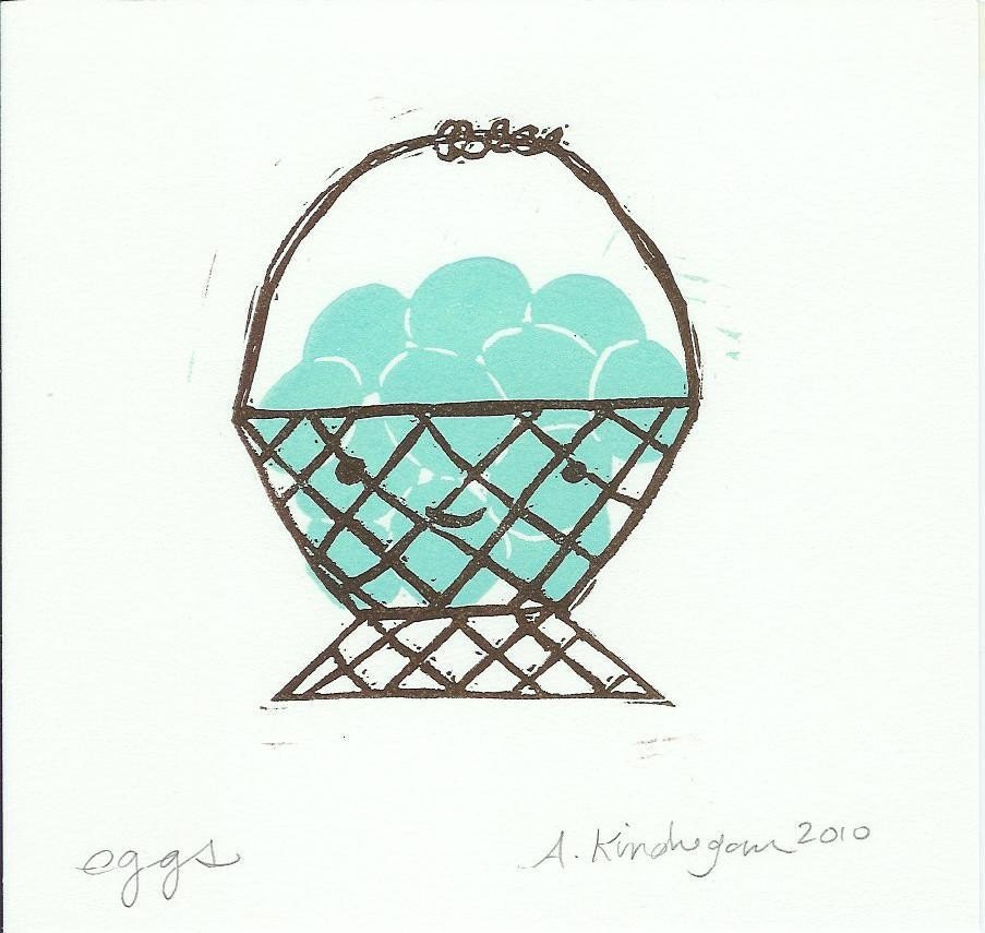 egg basket block print