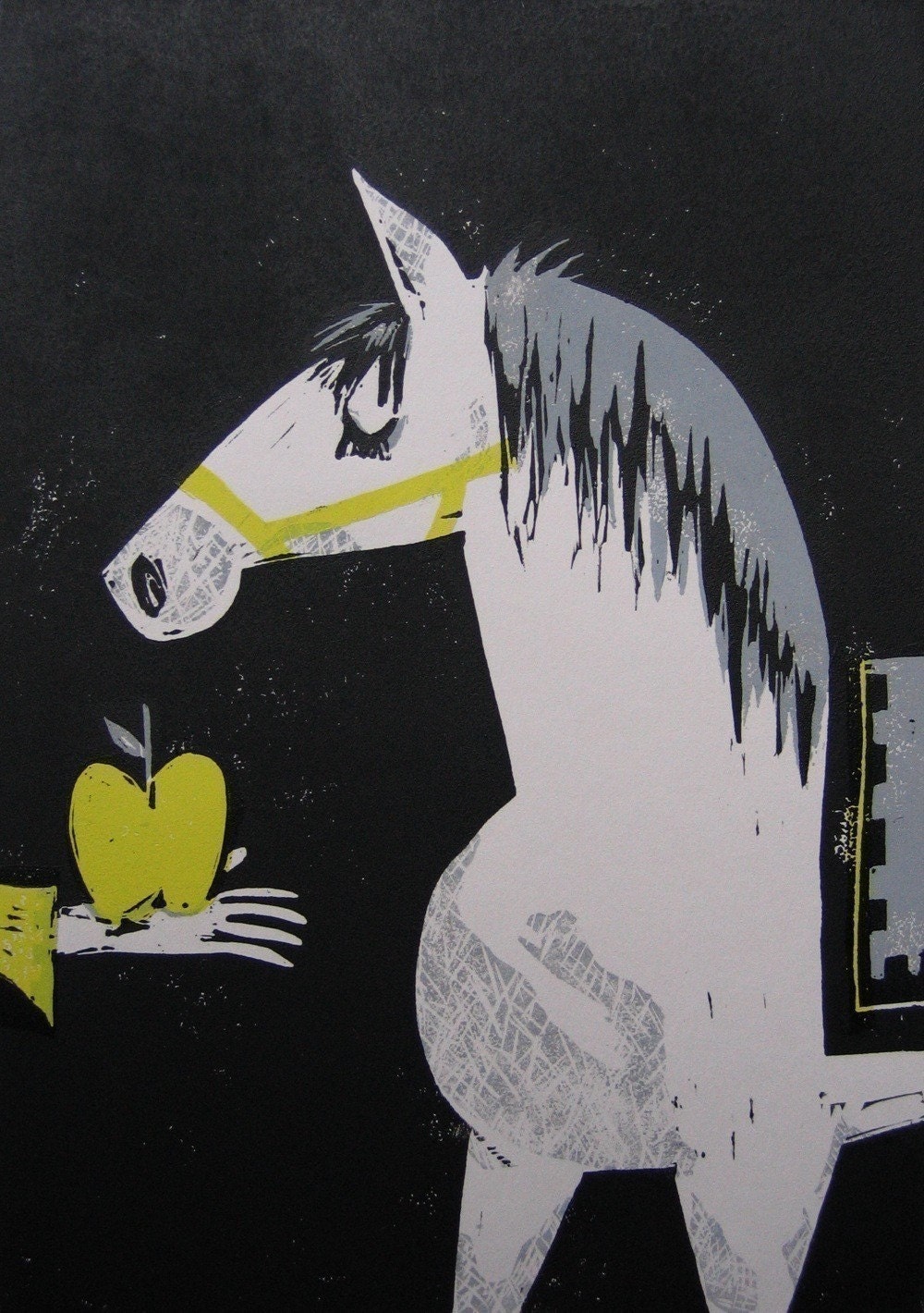 yellow apple, horse