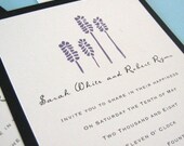 Lavender wedding invitation for summer wedding screen print purple
