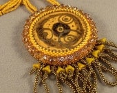 Sun Goddess Bead Embroidered Pendant and Necklace
