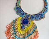 Azteca Bead Embroidered Collar Necklace