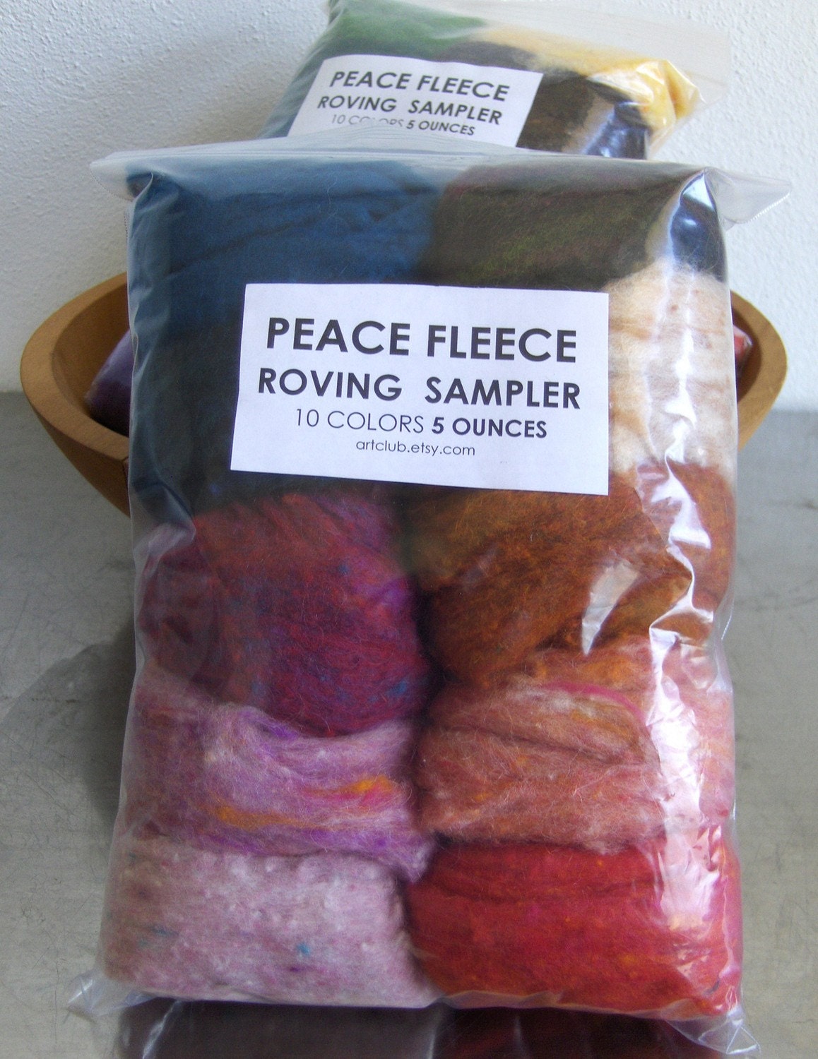 PEACE FLEECE SAMPLER  10ct 5oz roving assortment for wet or needle felting or carding tweeds
