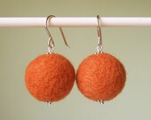 Earrings - Felted Beads in Pumpkin