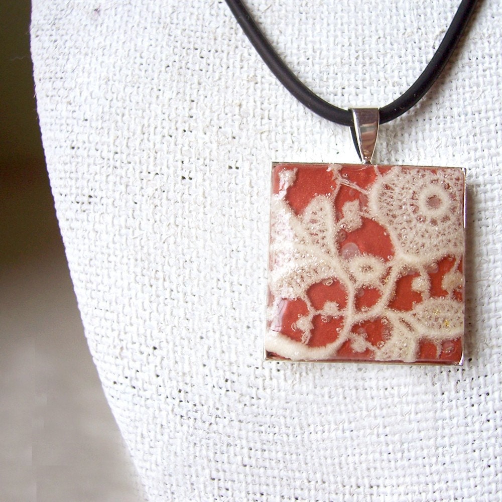 Necklace - Vintage Lace Pendant, Copper
