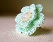 Ring - Crochet Flower, Mint
