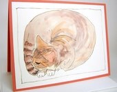 Cards - Sleeping Tabby Cat, set of 4, FREE USA Shipping