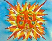 Orange Sunface Inspirational Print, Square Art