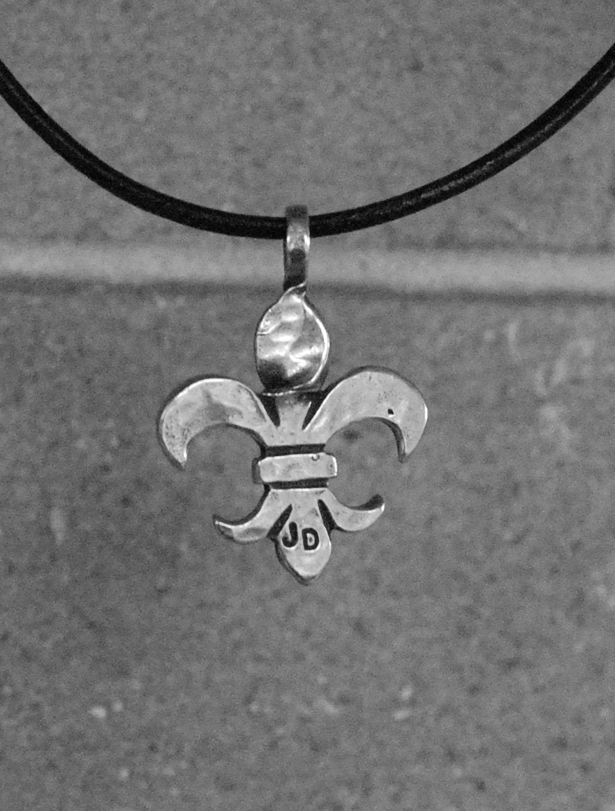 Twisted Fleur de Lis pendant, cast pewter-New Orleans, LA - NOLA