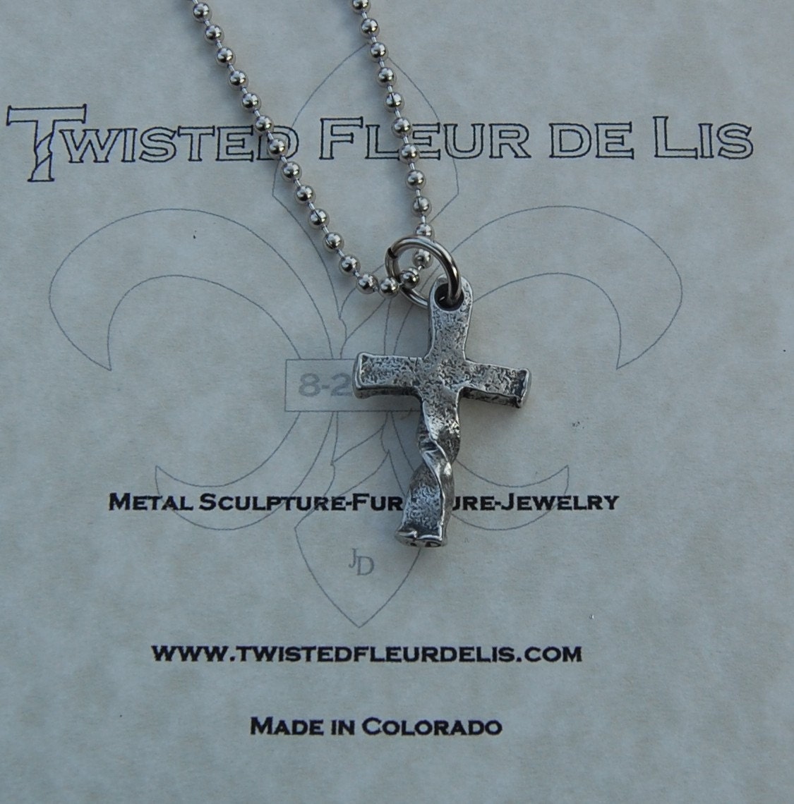 Twisted Cross pendant in cast pewter