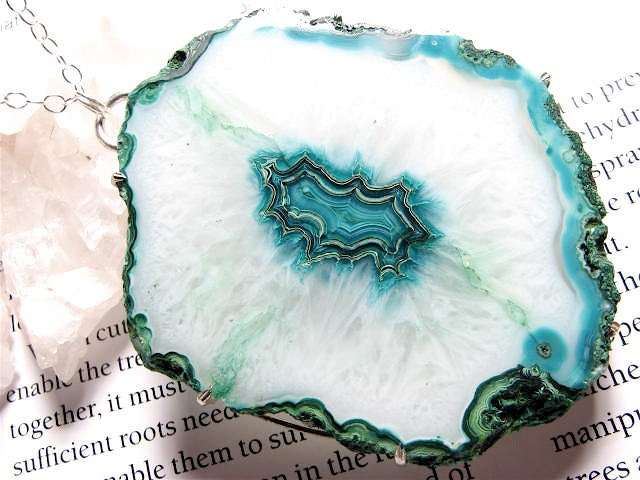 Caribbean Seas, HUGE, Stalactite Slice Necklace