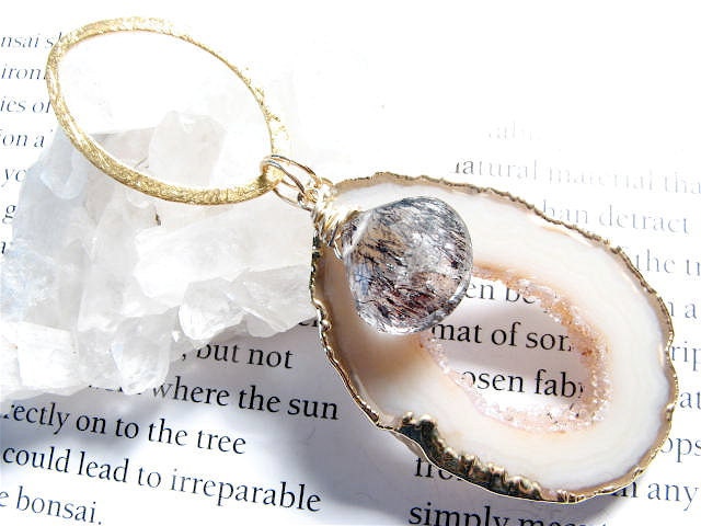 Brynn, Bejeweled Geode Slice Pendant
