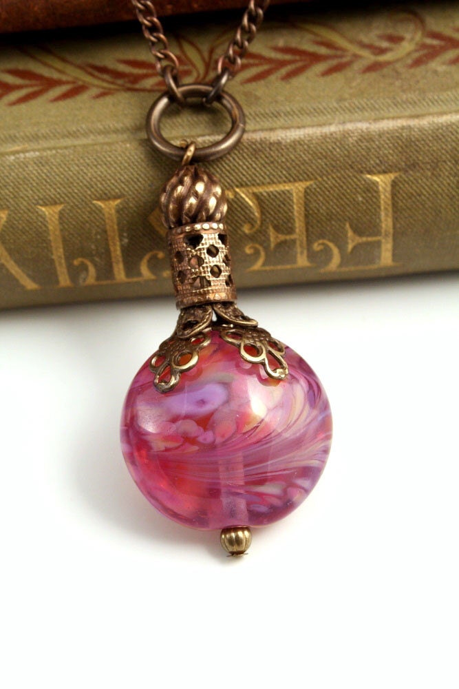 Eau De Arethusa - Perfume Style Vintage Revival Artisan Lampwork Necklace